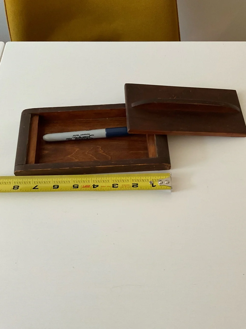 Vintage Handmade Wooden Pen Holder / Desk Accessory in Dark Brown